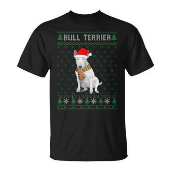 Xmas Bull Terrier Dog Ugly Christmas Sweater Party T-Shirt - Monsterry