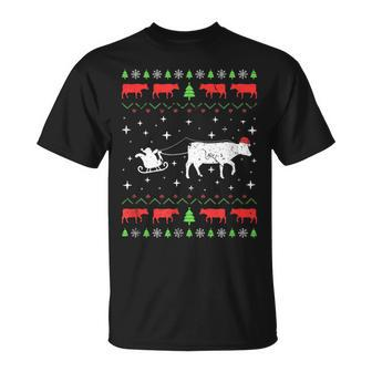 Xmas Cow Farmer Ugly Christmas Sweater T-Shirt | Mazezy