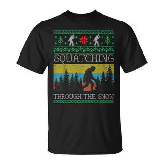 Xmas Retro Sasquatch Vintage Ugly Christmas Sweater T-Shirt - Monsterry