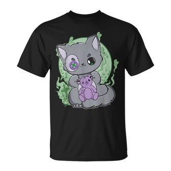 Yami Kawaii Cat With Goth Teddy Bear For Cute Horror Fans Teddy Bear T-Shirt | Mazezy