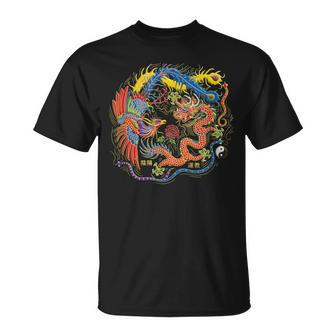 Yin Yang Dragon Phoenix Tai Chi Balance Warrior T-Shirt | Mazezy