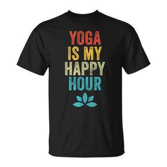 Yoga Is My Happy Hour Meme Vintage Yoga Saying T-Shirt - Monsterry UK