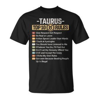 Zodiac Sign Top 10 Rules Of Taurus Graphic T-shirt - Thegiftio UK