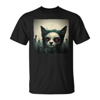 Zombie Cat Aesthetic Evil Scary Horror Halloween Halloween T-Shirt | Mazezy