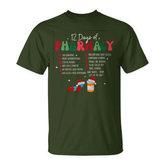 12 Days Of Pharmacy Christmas Pharmacist Tech Xmas T-Shirt | Mazezy