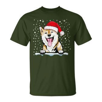 Ainu Dog Hokkaido Dog Christmas Santa Hat Matching Family T-Shirt | Mazezy