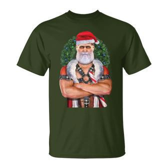 Bdsm Leather Daddy Santa Gay Pride Christmas Holiday T-Shirt | Mazezy