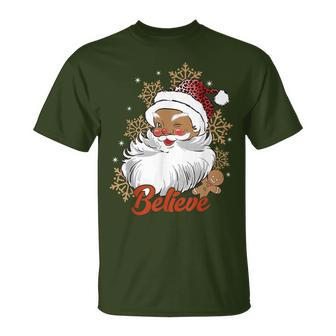 Believe Afro Santa African American Christmas Black Pride T-Shirt - Thegiftio UK