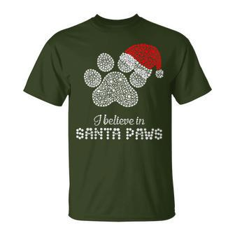 I Believe In Santa Paws With Christmas Hat T-Shirt - Thegiftio UK