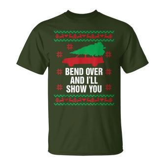 Bend Over And I'll Show You Christmas Couple Matching Family T-Shirt | Mazezy