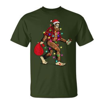 Bigfoot Carrying Christmas Tree Sasquatch Pajama T-Shirt - Thegiftio UK