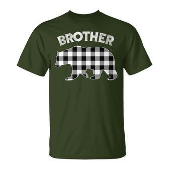 Black And White Buffalo Plaid Brother Bear Christmas Pajama T-Shirt - Seseable