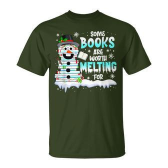 Some Books Are Worth Melting For Christmas Snowman Books T-Shirt | Mazezy