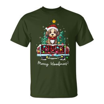 Boxerdoodle Christmas Dog Truck Plaid Xmas Tree T-Shirt | Mazezy