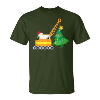 Boys Christmas Tree Crane Truck Digger For Toddler T-Shirt | Mazezy