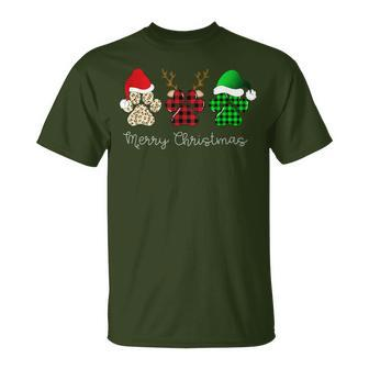 Buffalo Plaid Print Dog Paw Dog Lover Merry Christmas Party T-Shirt - Monsterry DE