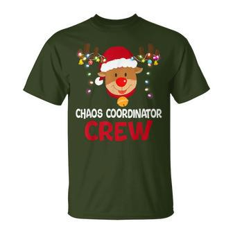 Chaos Coordinator Crew Reindeer Santa Hat Christmas Lights T-Shirt - Monsterry