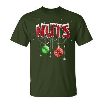 Chest Nuts Christmas Red Plaid Matching Couple Chestnuts T-Shirt | Mazezy