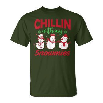 Christmas Chillin With My Snowmies Snowman T-Shirt - Monsterry CA