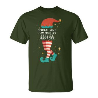 Christmas Gnome Xmas Social And Community Service Manager T-Shirt | Mazezy