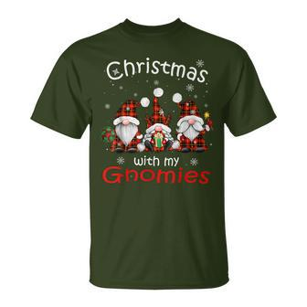 Christmas With My Gnomies Buffalo Red Plaid Gnome For Family T-Shirt - Thegiftio UK