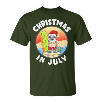 Christmas In July Santa Summer Beach Christmas In July Party T-Shirt - Monsterry UK