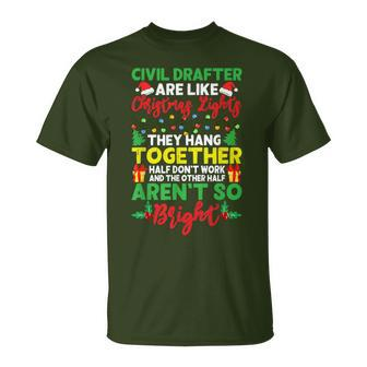 Christmas Light Civil Drafter Xmas Holiday T-Shirt | Mazezy