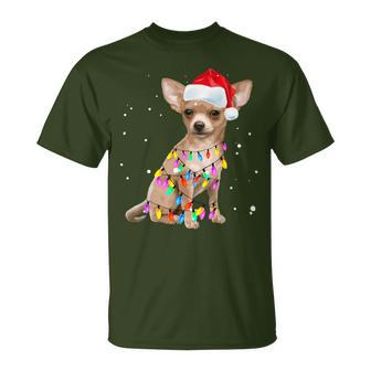 Christmas Lights Chihuahua With Santa Hat Pajamas T-Shirt - Thegiftio UK