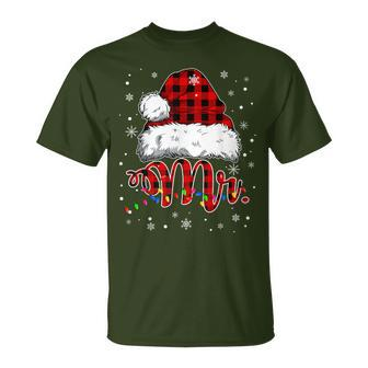 Christmas Mr And Mrs Claus Matching Pajamas Plaid Couples T-Shirt - Seseable