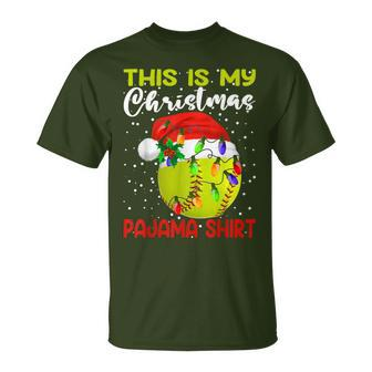 This Is My Christmas Pajama Baseball Softball Lover T-Shirt - Seseable