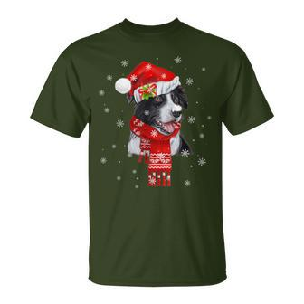 Christmas Pajama Border Collie Costume Santa Hat T-Shirt - Seseable
