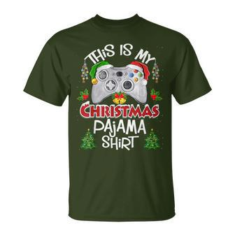 This Is My Christmas Pajama Santa Hat Gamer Video Game Games T-Shirt - Seseable