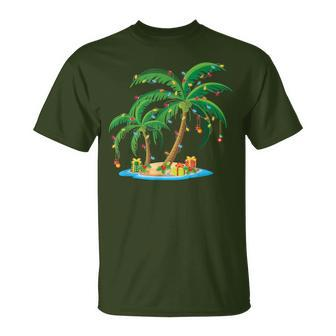 Christmas Palm Tree Tropical Xmas Coconut Lights Pajama T-Shirt - Seseable