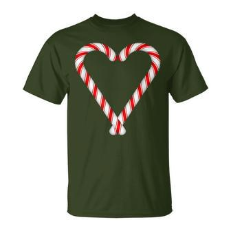 Christmas Sweets Candy Canes Heart T-Shirt - Seseable