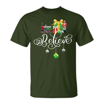 Christmas Train Christmas Believe Polar Express Xmas Santa T-Shirt | Mazezy CA
