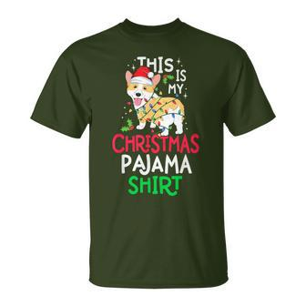 Corgi Tree Light Dog Xmas This Is My Christmas Pajama T-Shirt - Monsterry