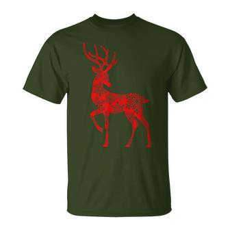 Cute Classy Toddler Snowflake Christmas Red Deer Reindeer T-Shirt | Mazezy