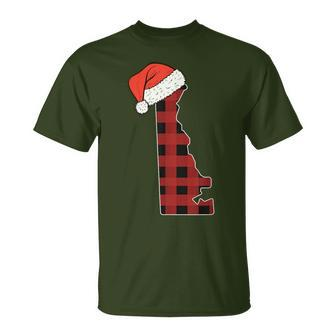 Delaware Plaid Christmas Santa Hat Holiday Matching T-Shirt | Mazezy CA