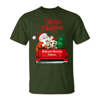 Dog Labrador Retriever With Santa Claus In Red Truck T-Shirt | Mazezy