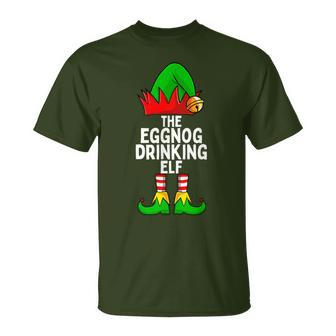 Eggnog Drinking Elf Matching Family Christmas T-Shirt - Seseable