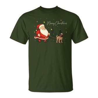 Boxerdoodle Dog Santa Claus Christmas Walk T-Shirt | Mazezy
