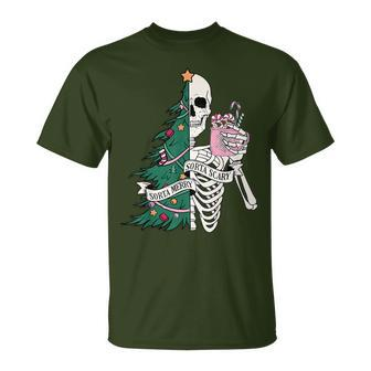Christmas Sorta Merry Sorta Scary Skeleton Xmas Tree T-Shirt | Mazezy