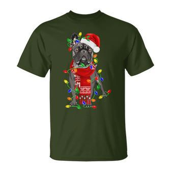French Bulldog Dog Tree Christmas Lights Xmas Pajama T-Shirt | Mazezy