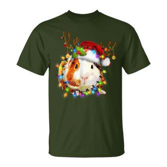 Guinea Pig Christmas Reindeer Christmas Lights Pajama T-Shirt - Thegiftio UK