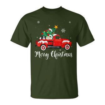Japanese Chin Ride Red Truck Christmas Pajama T-Shirt | Mazezy