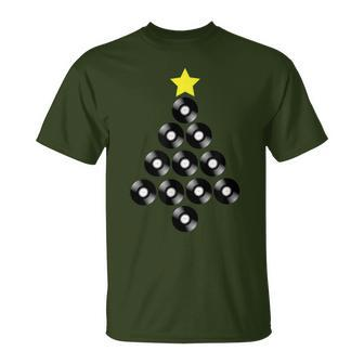 Record Collector Vinyl Record Christmas Tree T-Shirt | Mazezy