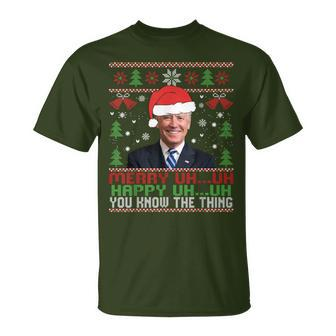 Santa Joe Biden Merry Uh Uh Christmas Ugly T-Shirt - Monsterry UK