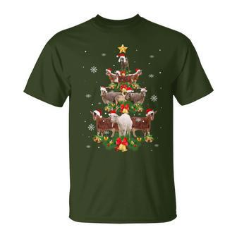 Goat Christmas Pajama Xmas Goats Tree Lights Santa Hat T-Shirt - Monsterry AU