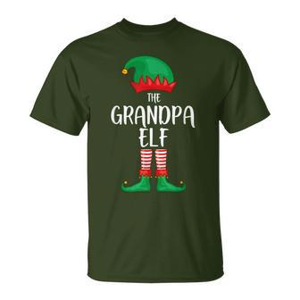 Grandpa Elf Christmas Party Matching Family Group Pajama T-Shirt - Seseable