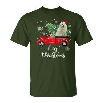 Great Pyrenees Ride Red Truck Christmas Pajama T-Shirt - Monsterry CA
